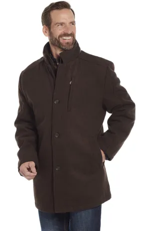 SIDRAN MENS WOOL MELTON ZIP & BUTTON FRONT COAT W/ FAUX LEATHER TRIM STYLE CR43366-F23-34