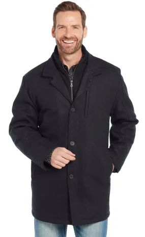 SIDRAN MENS WOOL MELTON ZIP & BUTTON FRONT COAT W/ FAUX LEATHER TRIM STYLE CR43366-F23-46