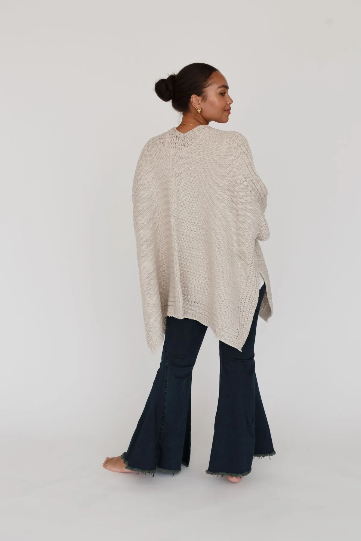 So Deserving Knit Ruana - Oatmeal