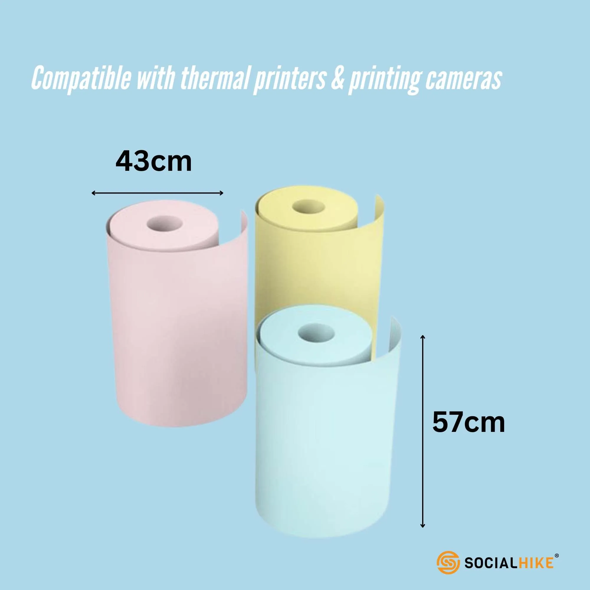 Social Hike Thermal Paper Camera Rolls Colour - Instant Print Printer Refill