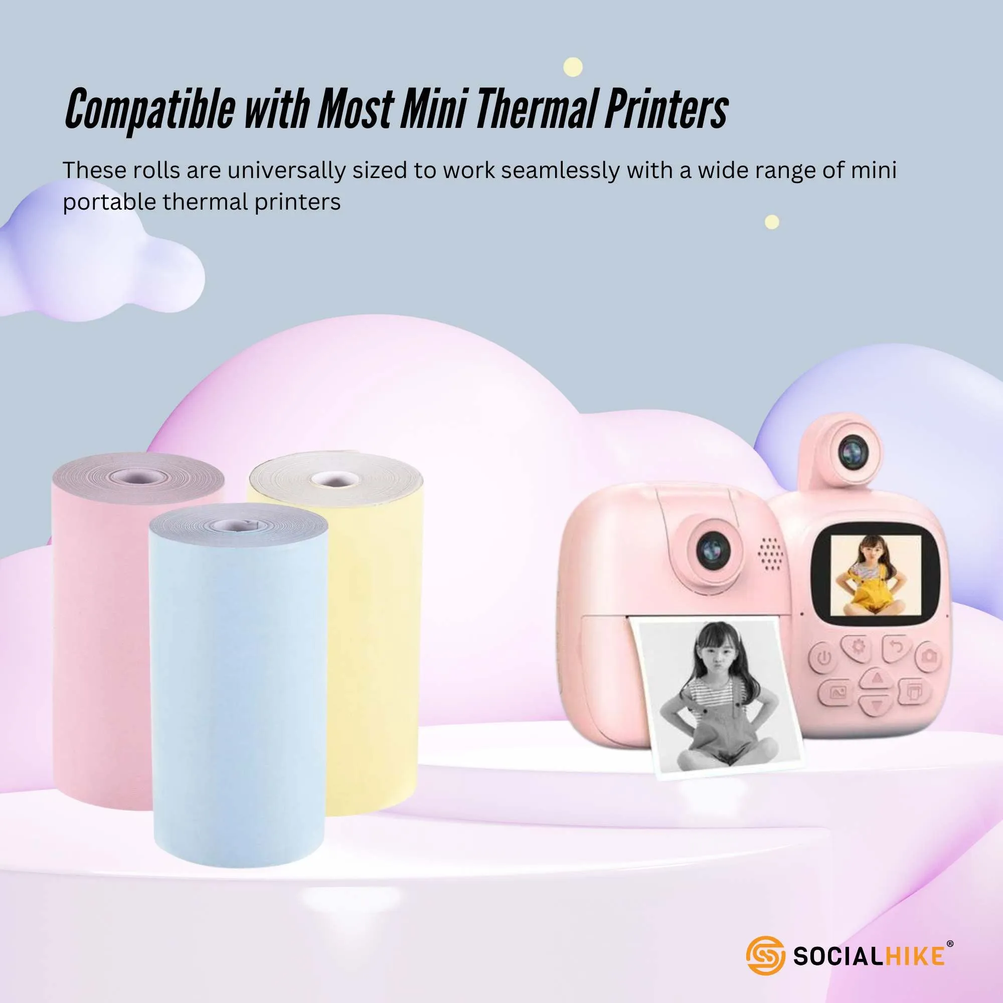 Social Hike Thermal Paper Camera Rolls Colour - Instant Print Printer Refill