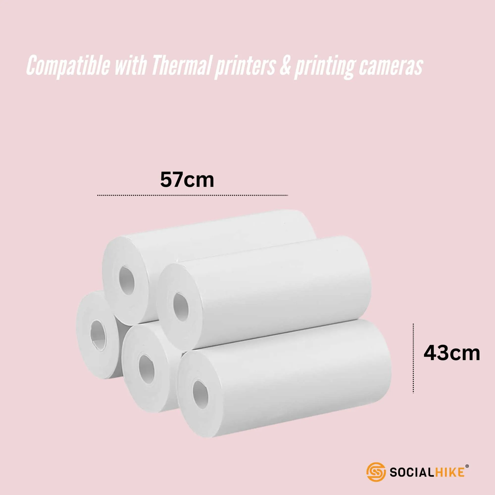 Social Hike Thermal Paper Camera Rolls - Instant Print Printer Refill