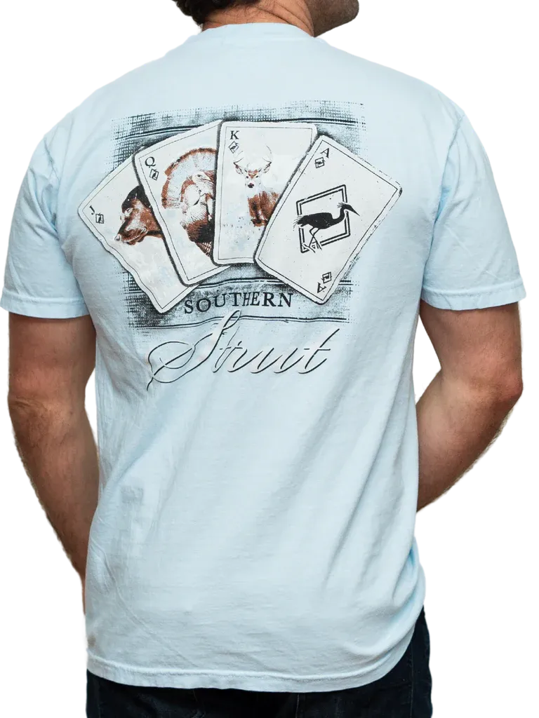 Southern Strut Hunting Cards Tee in Chambray