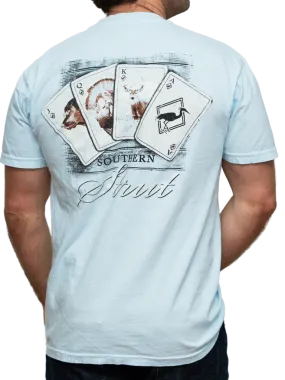 Southern Strut Hunting Cards Tee in Chambray