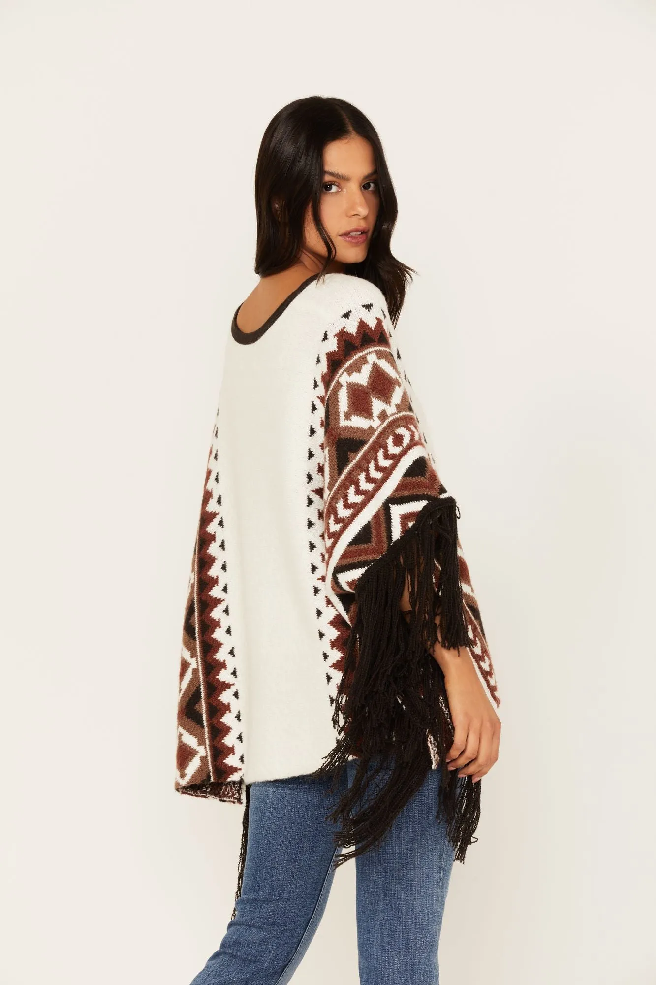 Southwestern Knit Poncho Sweater