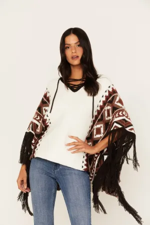 Southwestern Knit Poncho Sweater