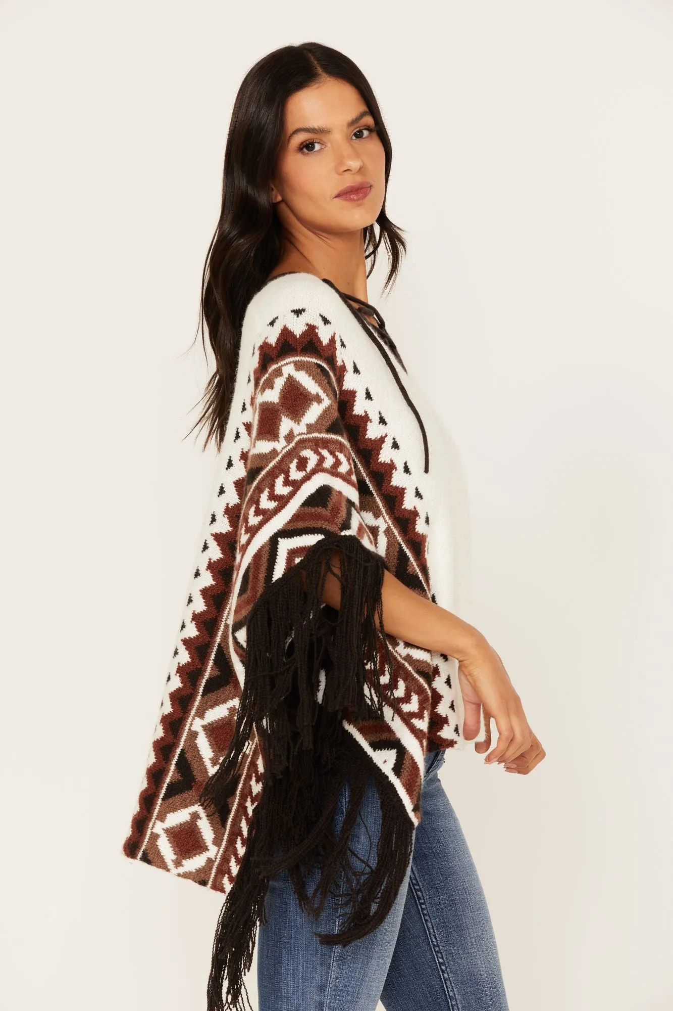 Southwestern Knit Poncho Sweater