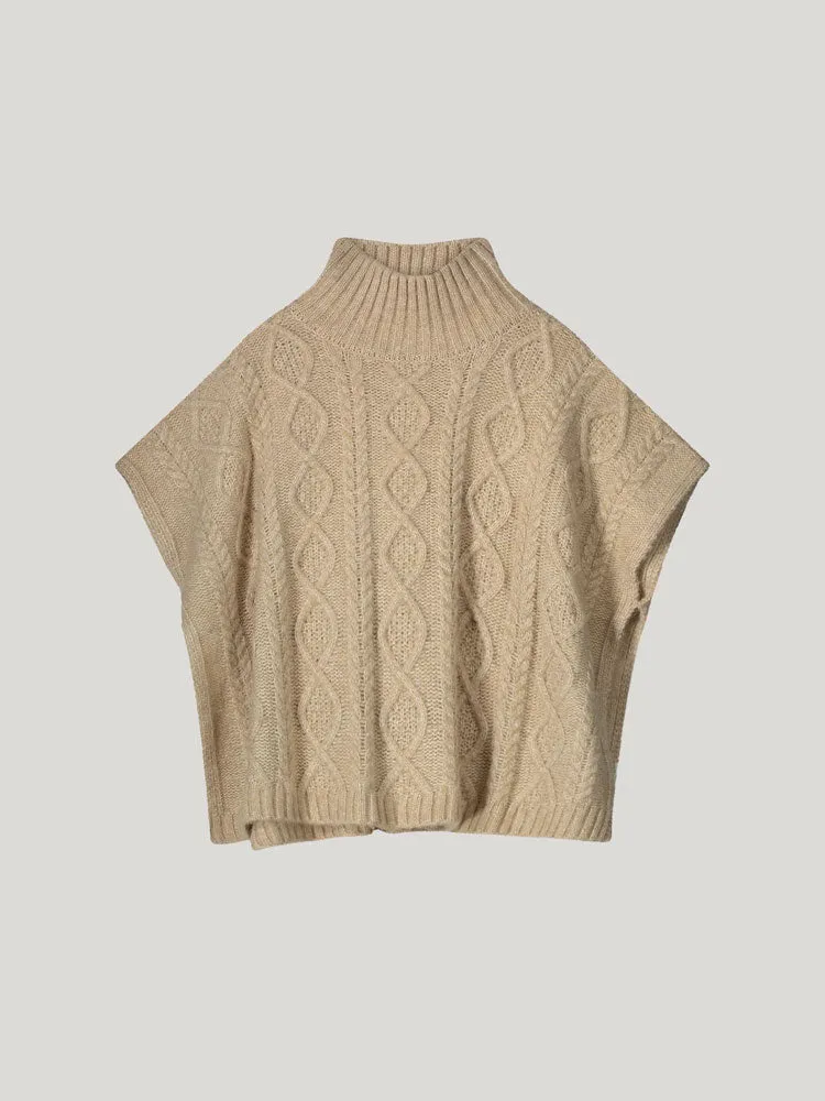 Summum Cable Knit Poncho Ivory