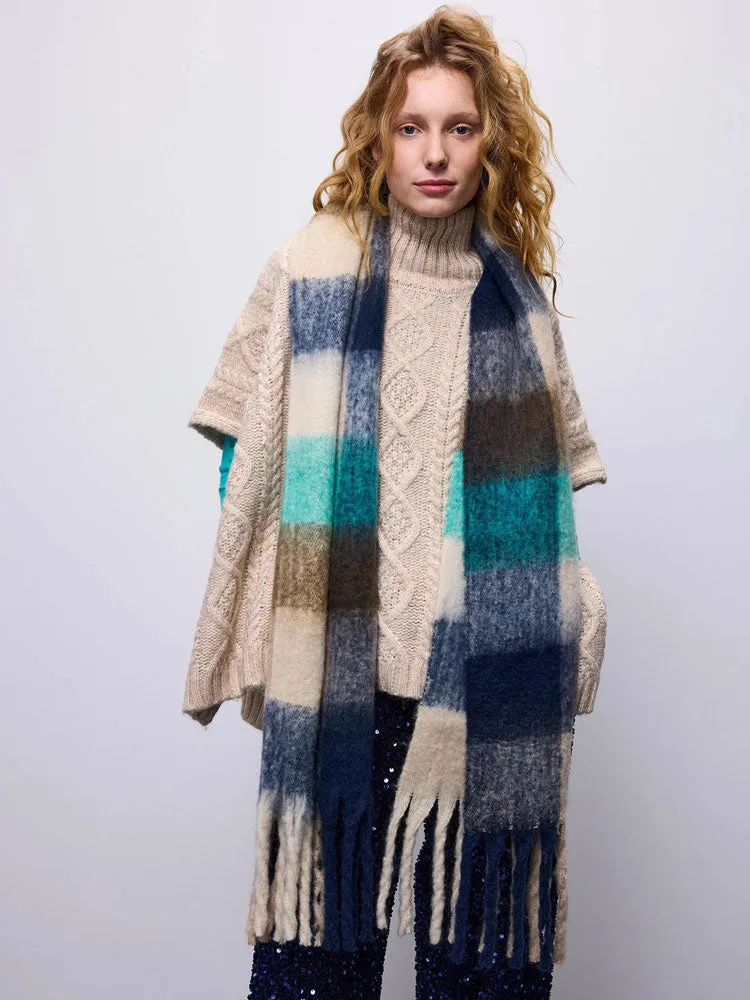 Summum Cable Knit Poncho Ivory