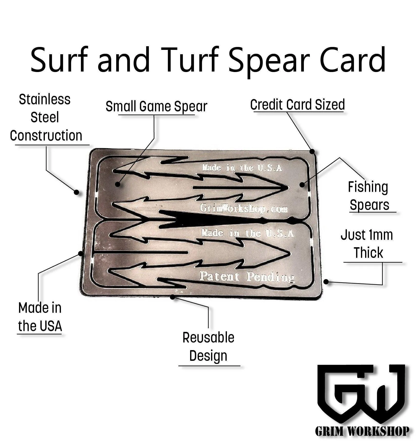 Surf and Turf Spear Card: Survival Spear For Small Game and Fish