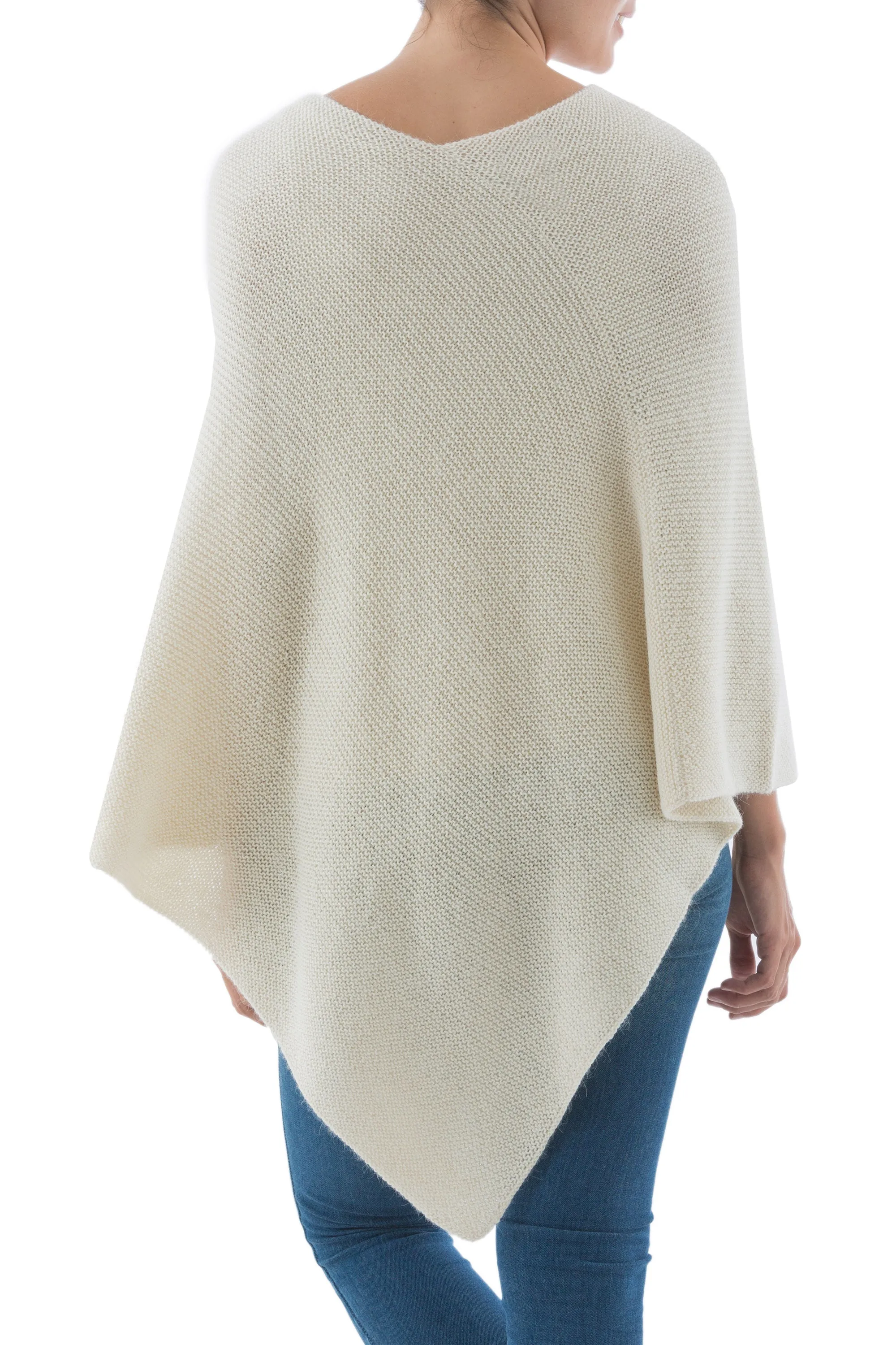 Sweet Cream Ivory Alpaca Wool Poncho