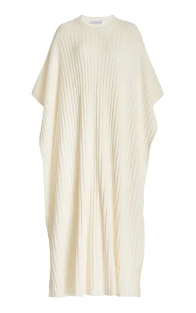 Taos Knit Poncho in Ivory Merino Wool Cashmere