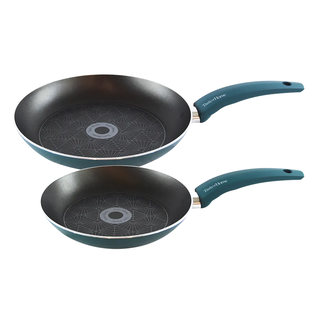 TC182A 2 Piece NonStick Aluminum Skillet Set 9.5 and 11 Inch by Taste of Home