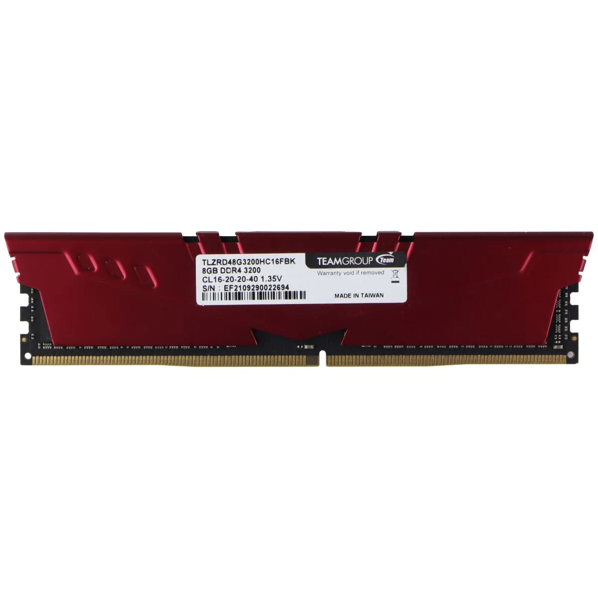 TeamGroup T-Force Vulcan Z (8GB) DDR4-3200 RAM (TLZRD48G3200HC16FBK) - Red