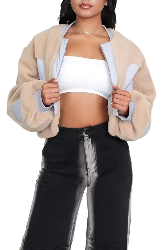 TEEK - Cherish Charm Cropped Sherpa Jacket