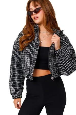 TEEK - Tweed Crop Puffer Jacket