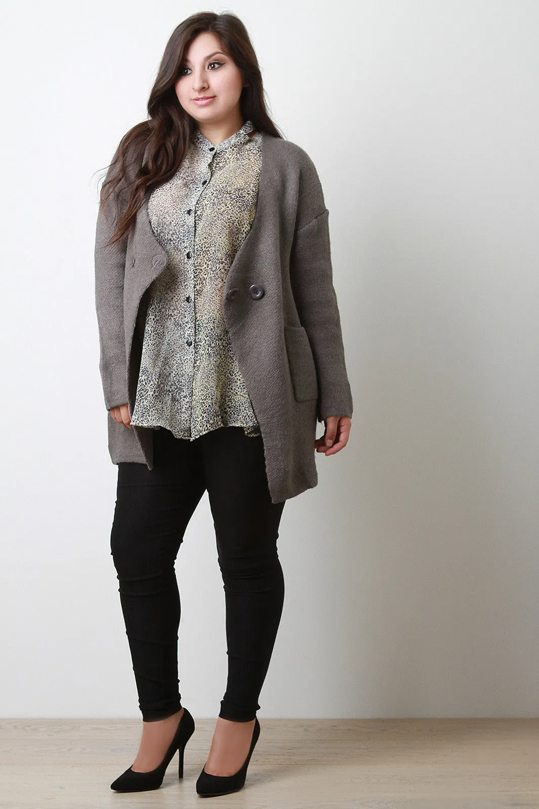 Thick Knit Two Button Coat