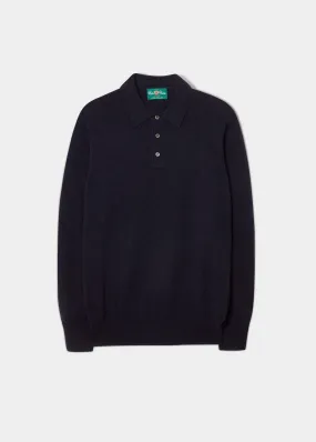 Tresswell Geelong Wool Long Sleeve Polo Shirt in Dark Navy - Regular Fit