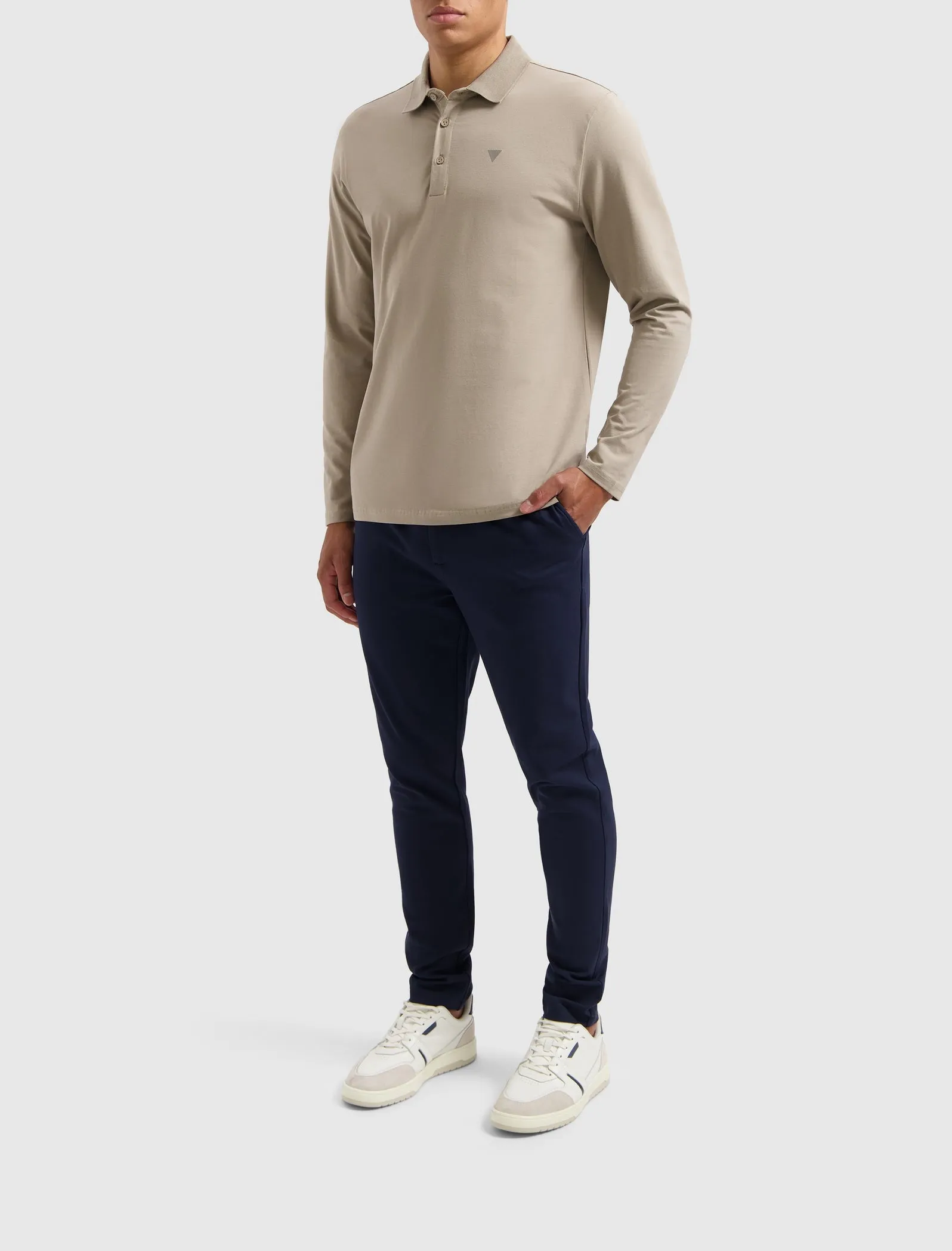 Triangle Longe Sleeve Polo | Taupe