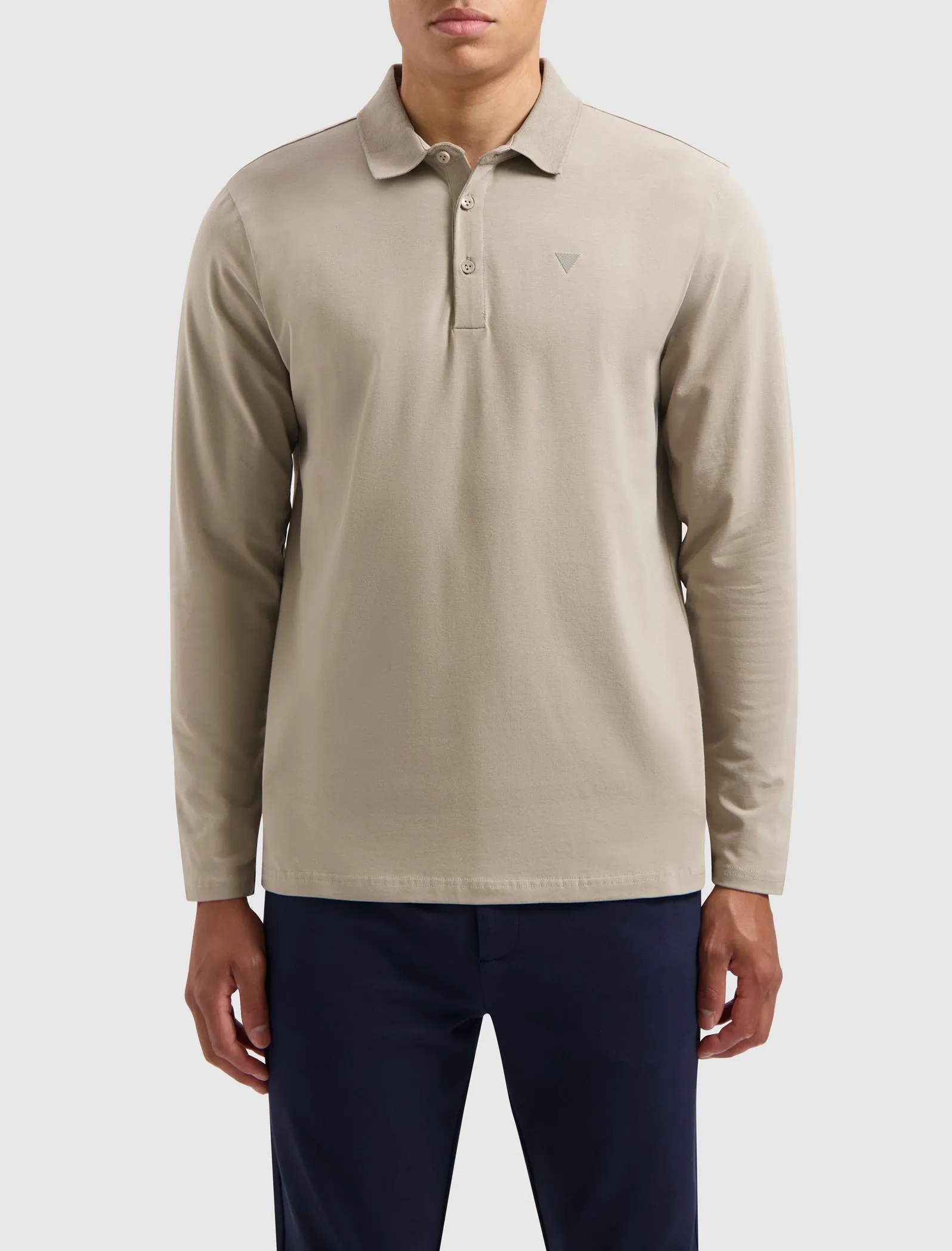 Triangle Longe Sleeve Polo | Taupe