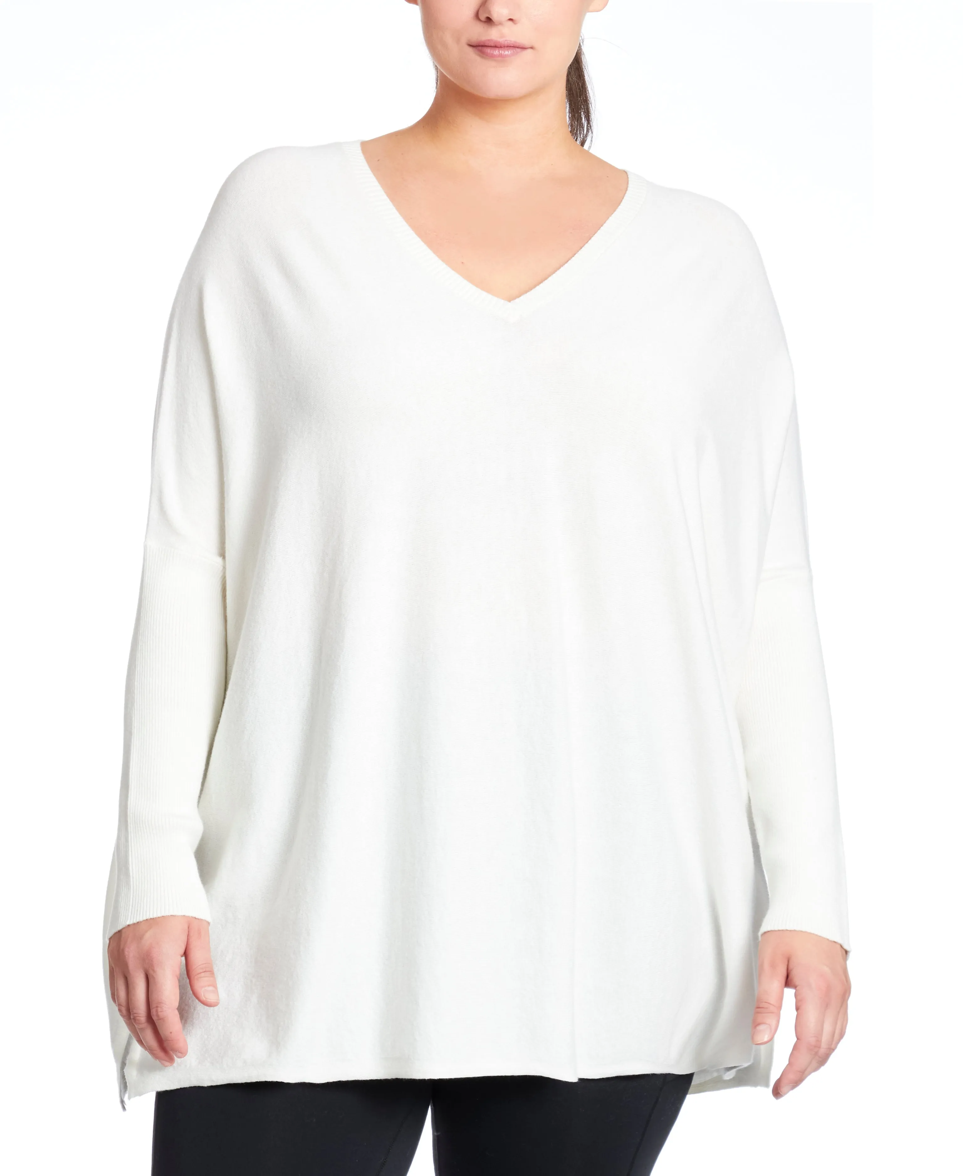 V-Neck Poncho Sweater - Ivory FINAL SALE