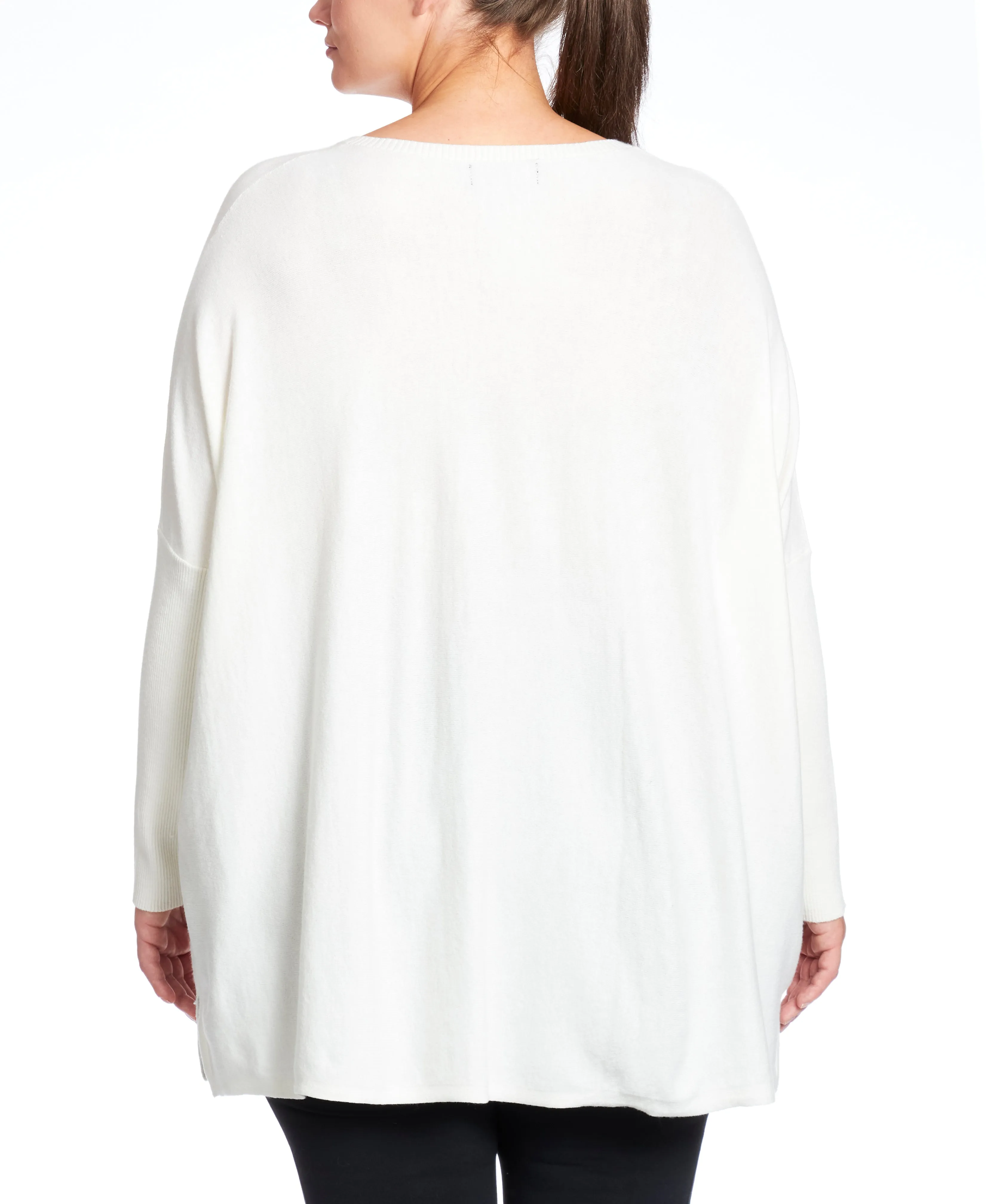 V-Neck Poncho Sweater - Ivory FINAL SALE