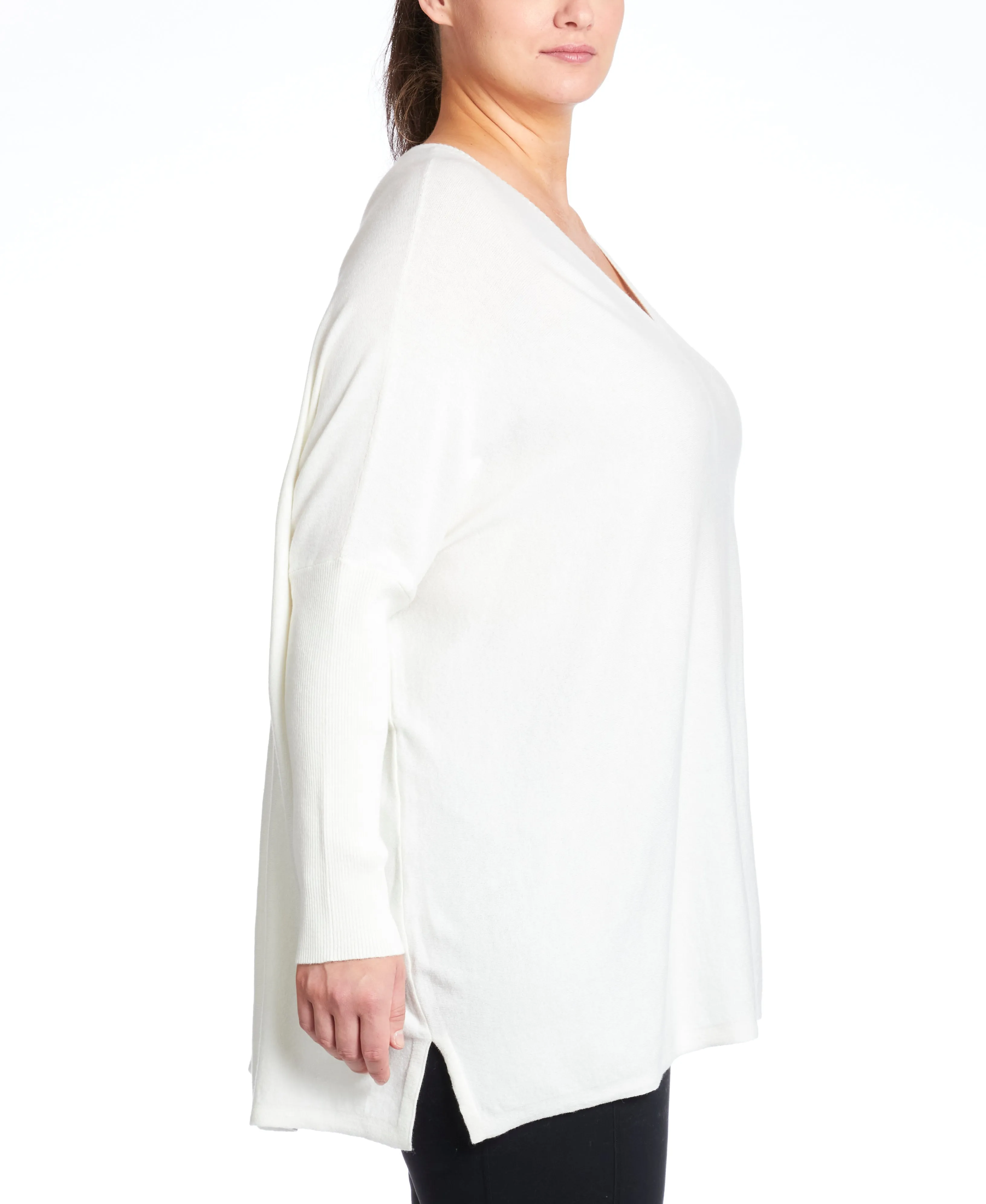 V-Neck Poncho Sweater - Ivory FINAL SALE