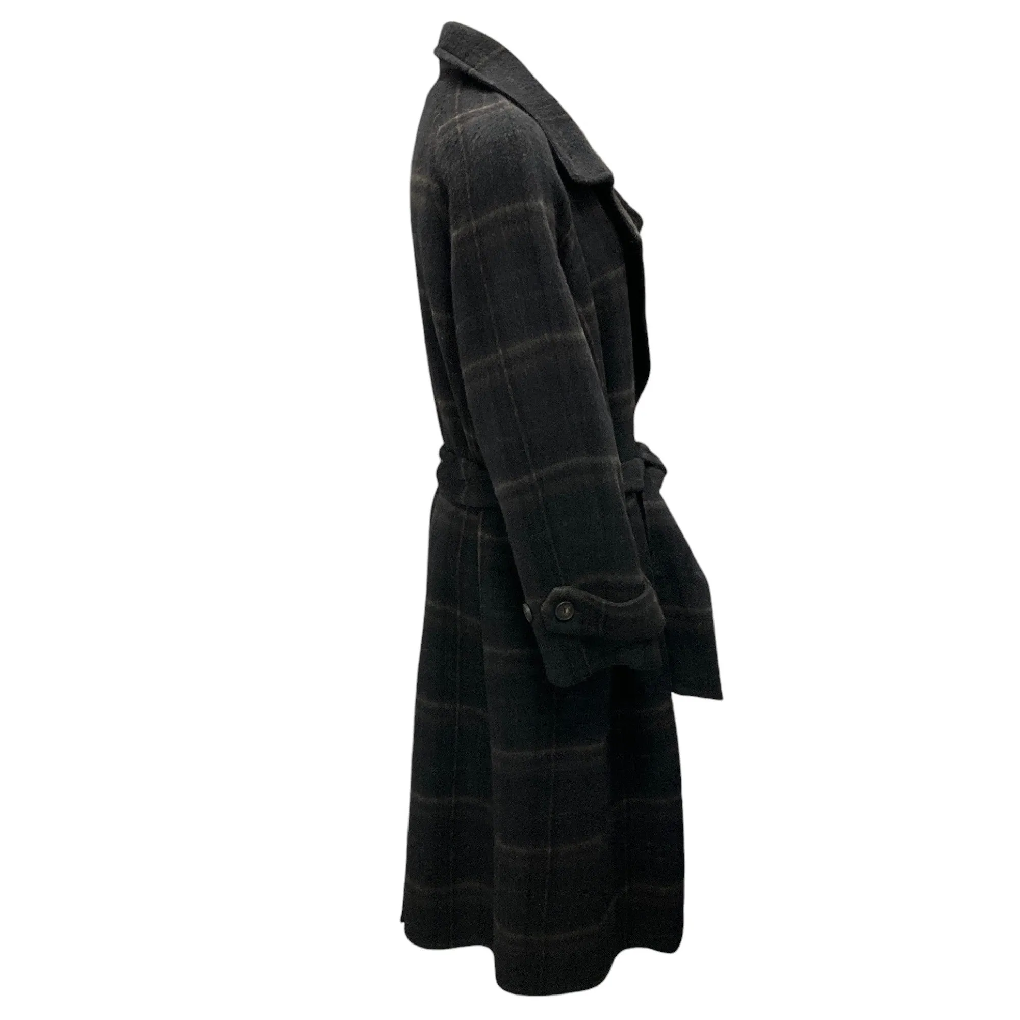 Vince Coastal / Sage Modern Plaid Wool Trench Coat