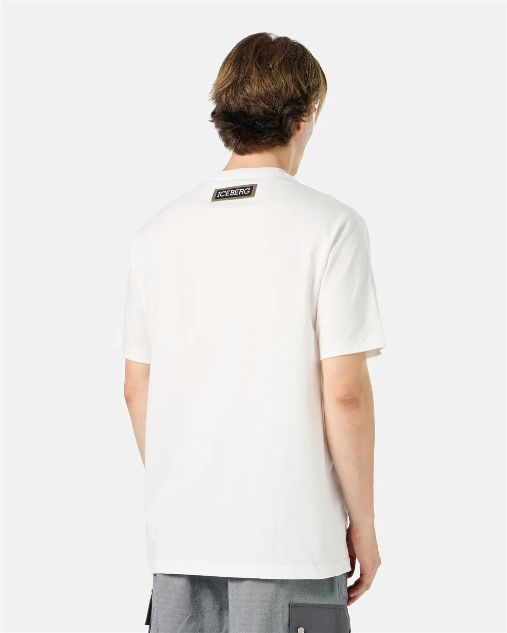 White cotton jersey T-shirt with Icebergcode print (White) - I24F07763041111