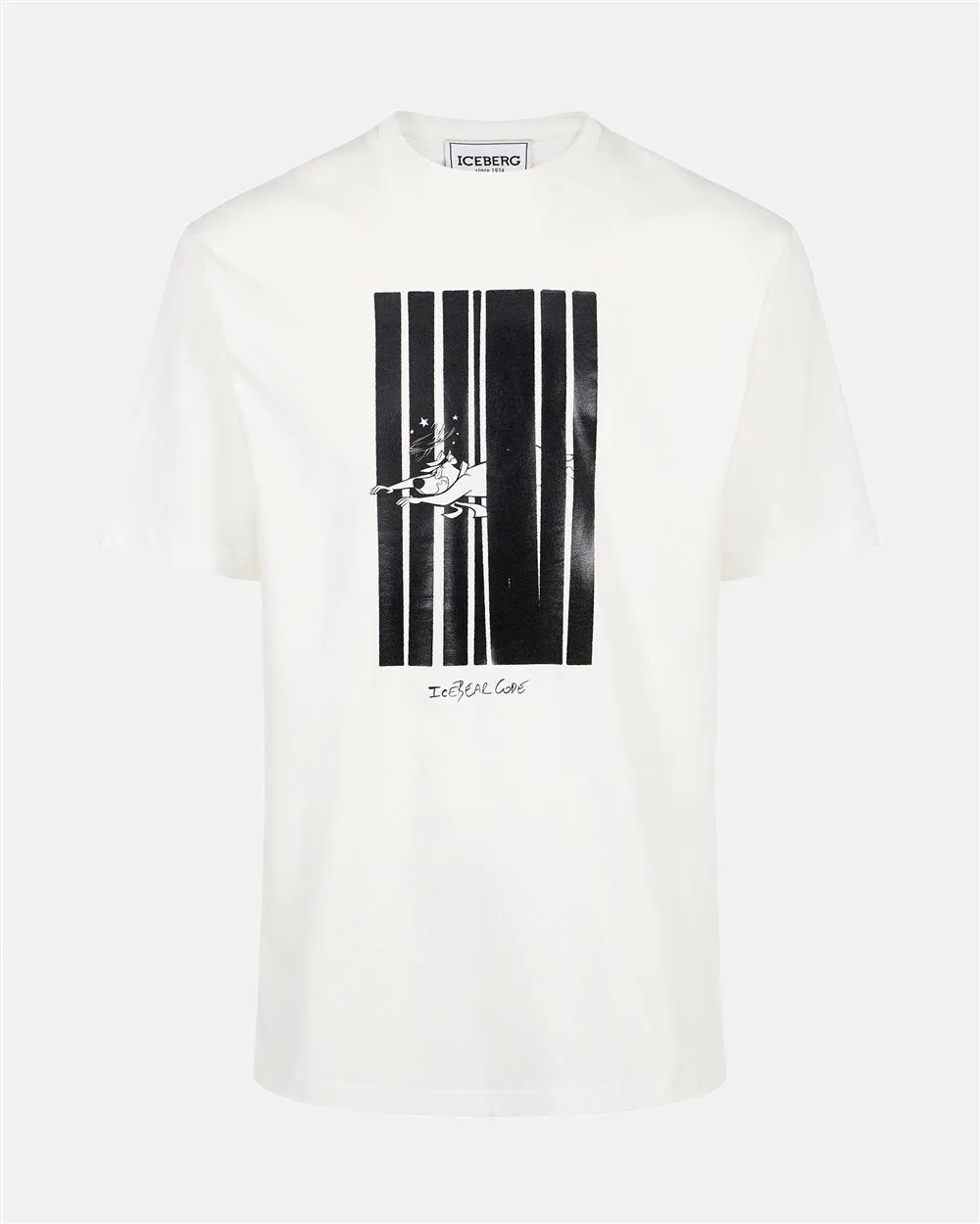 White cotton jersey T-shirt with Icebergcode print (White) - I24F07763041111