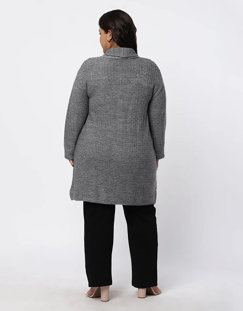 Women Plus Size Woolen Knitted Long Coat