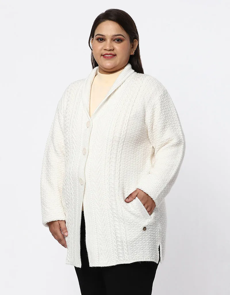 Women Plus Size Woolen Knitted Long Coat