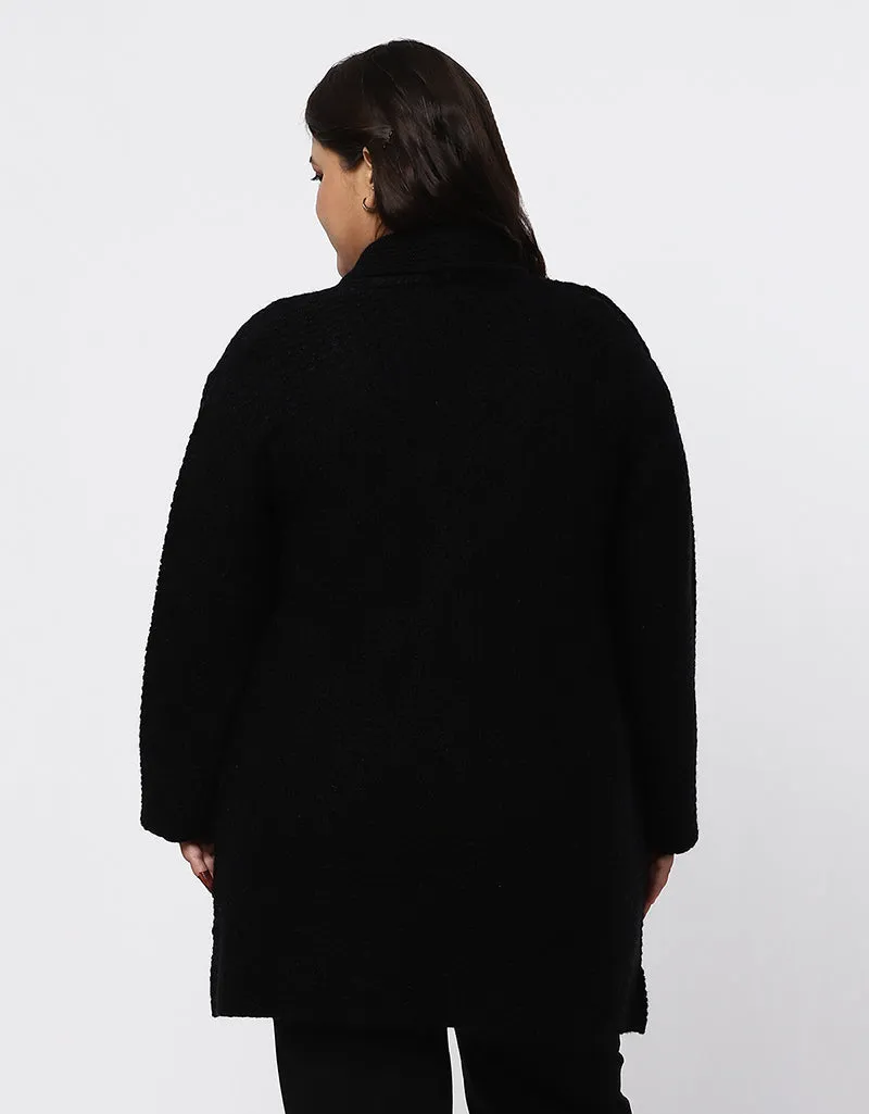 Women Plus Size Woolen Knitted Long Coat