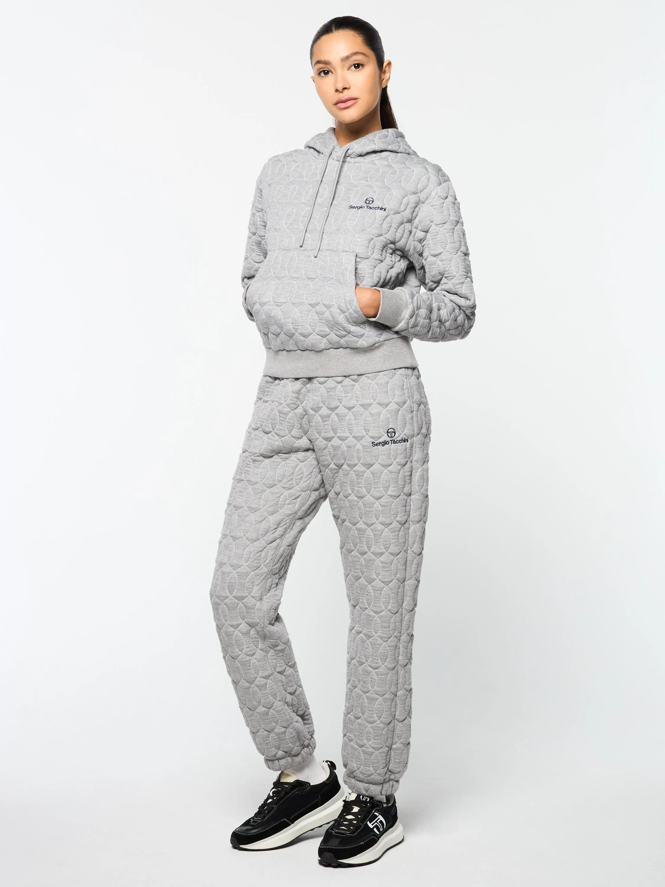 Women's Aversa Quilted Hoodie- Heather Grey