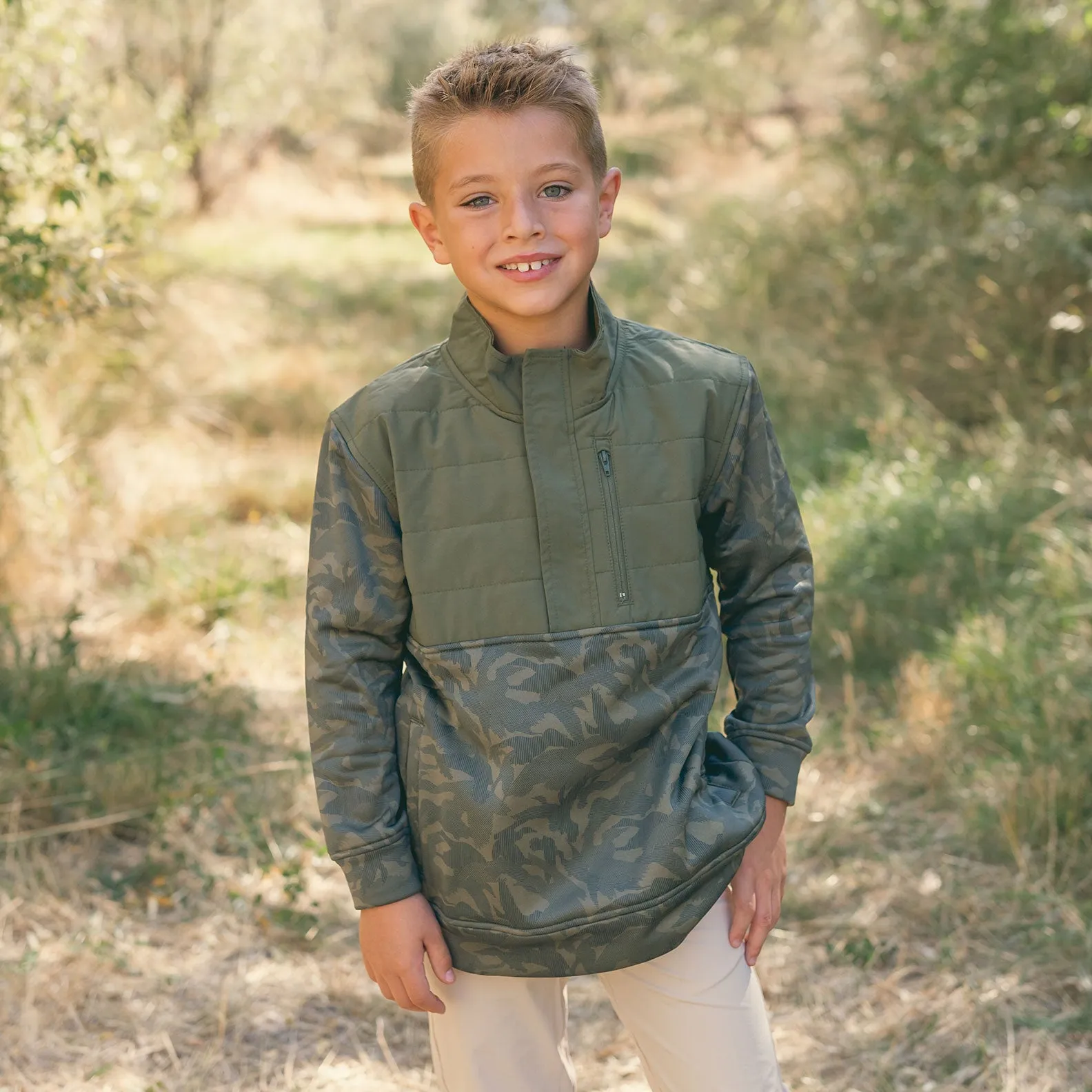 Youth Harris Stretch Pullover - Duck Camo